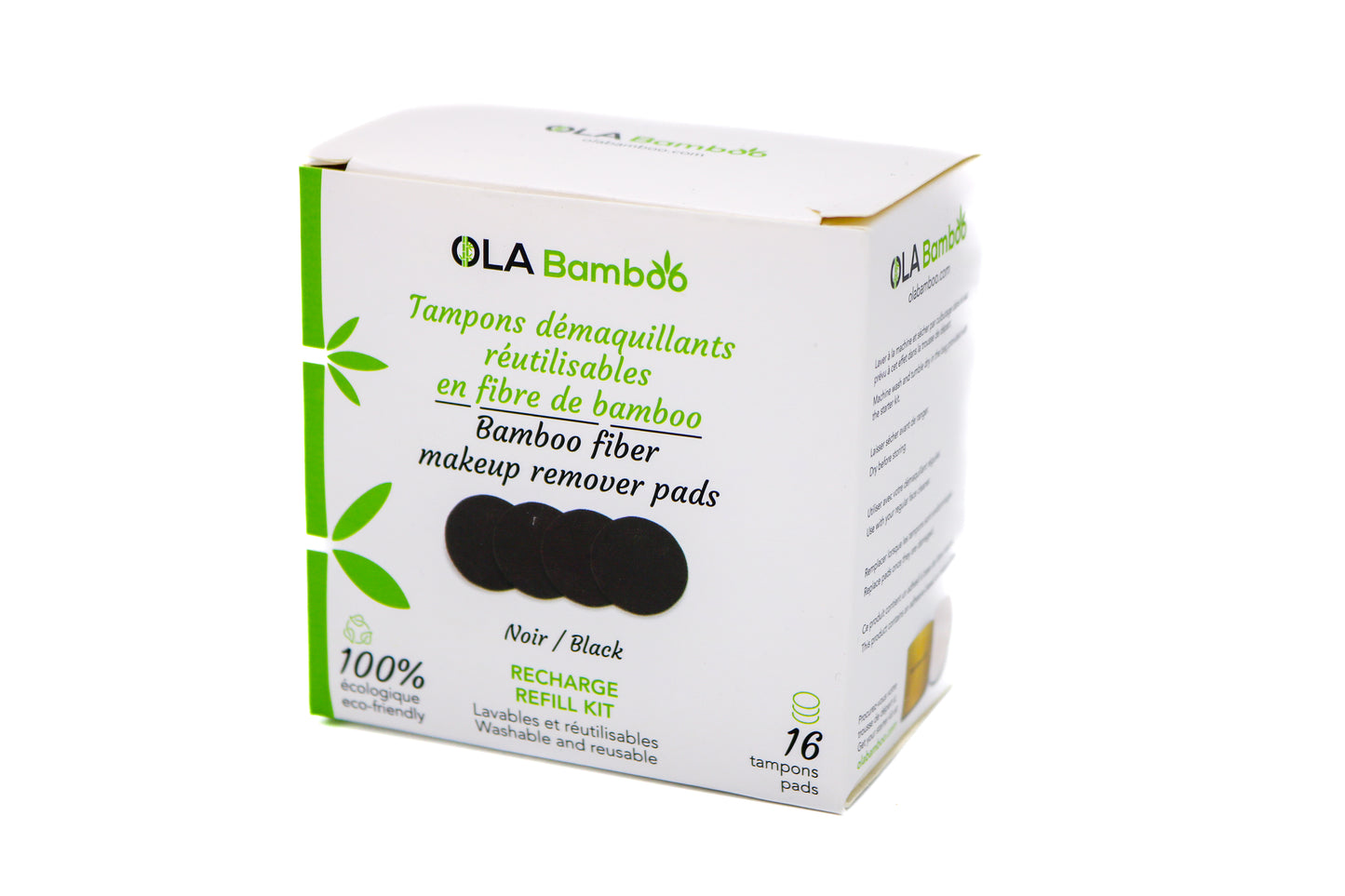 Tampons démaquillants réutilisables en fibre de bambou (recharge de 16) - Ola Bamboo