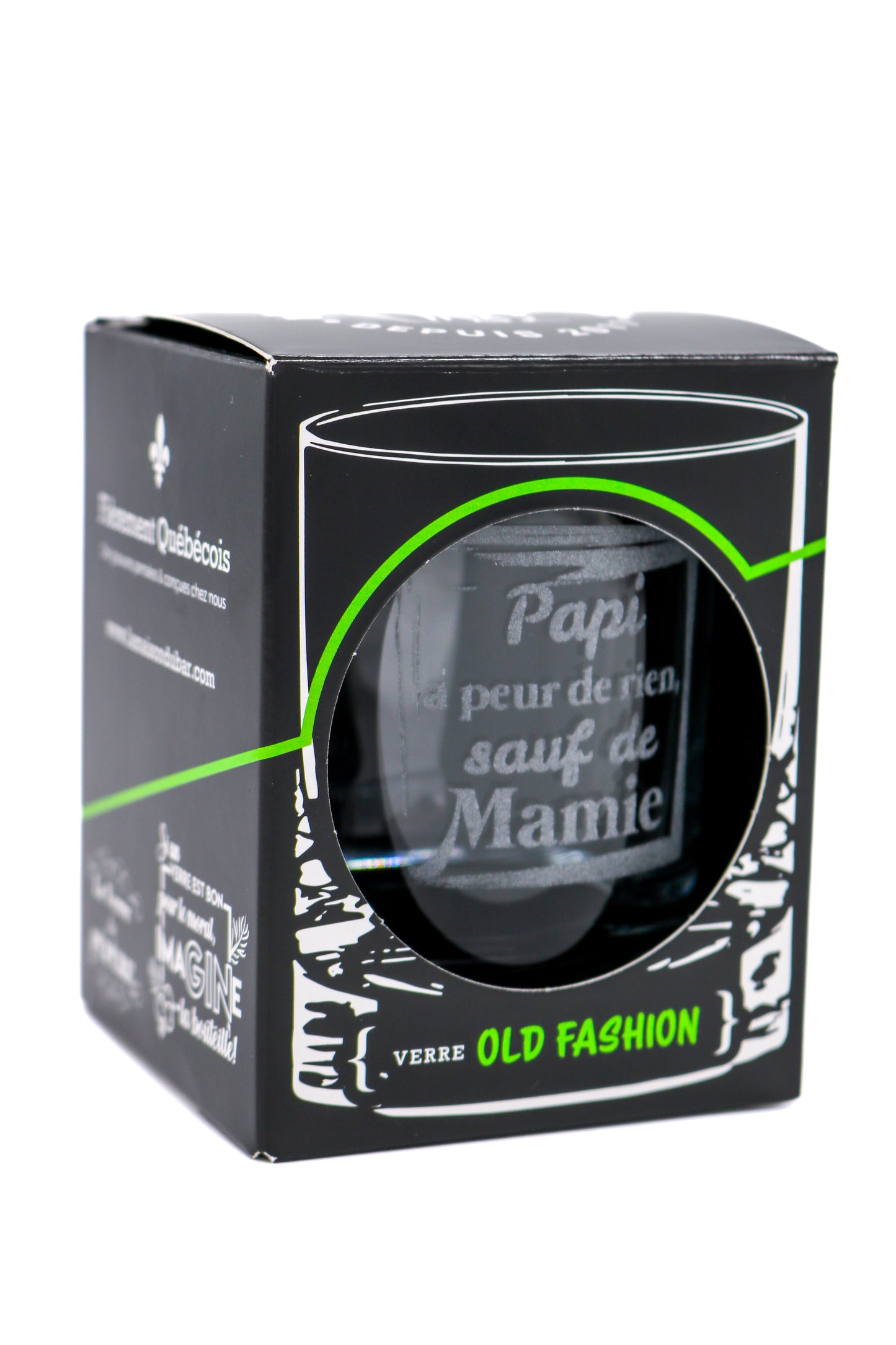 Verre à old fashioned Papi a peur de rien, sauf de mamie - La Maison Du Bar