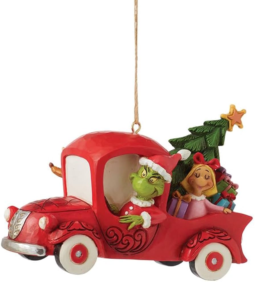 Ornement Grinch dans un camion rouge - Enesco