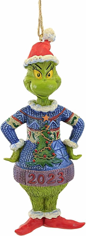 Ornement Grinch avec un pull de Noël 2023 - Enesco