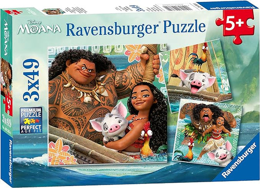 Lot de 3 casses-têtes de 49 pièces - Disney : Moana Born to Voyage - Ravensburger