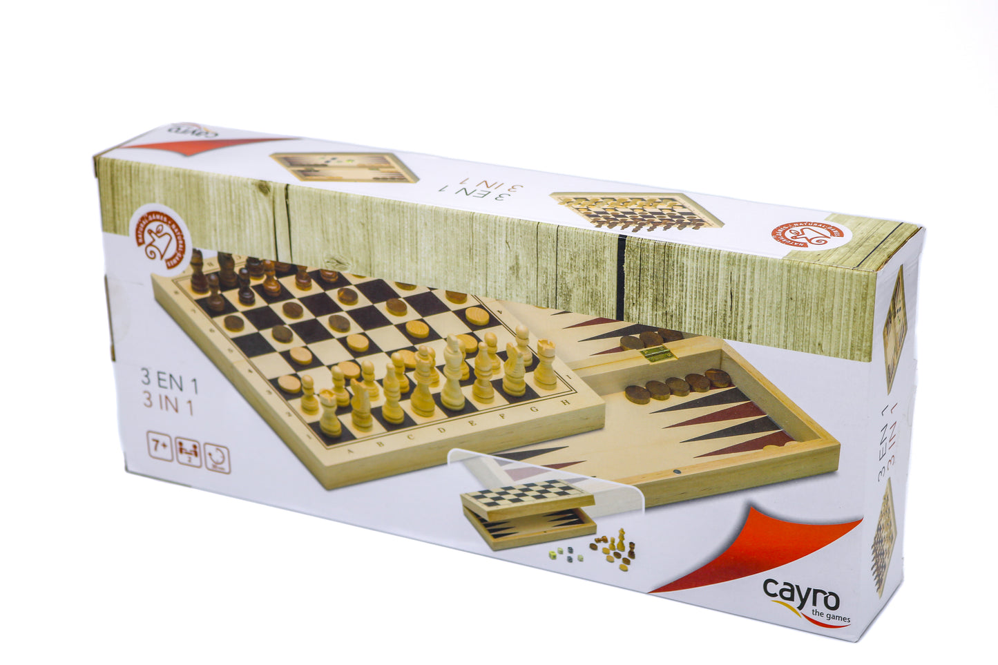 Ensemble de 3 jeux (échecs, dames et backgammon) - Cayro