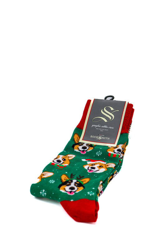 Bas corgis de Noël pour hommes - SockSmith