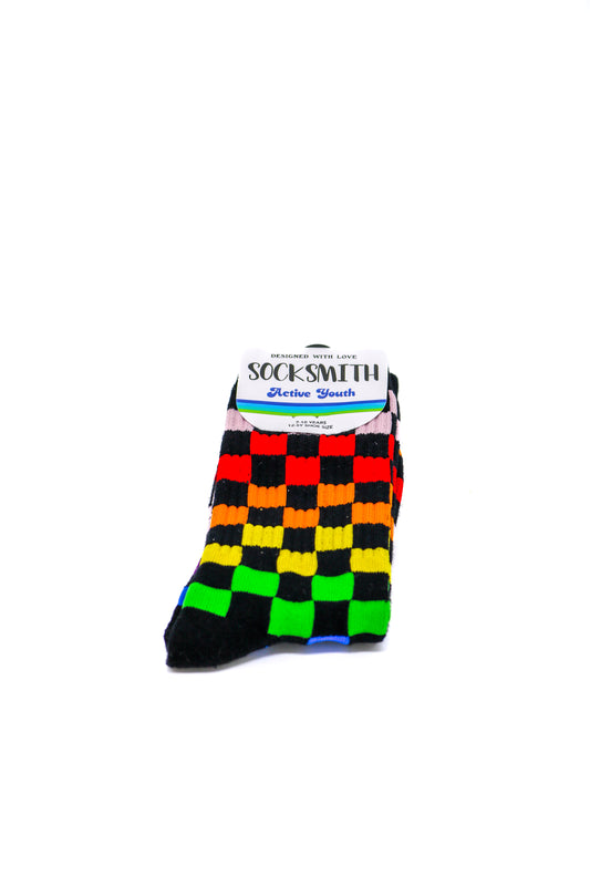 Bas à carreaux multicolores pour enfants - SockSmith