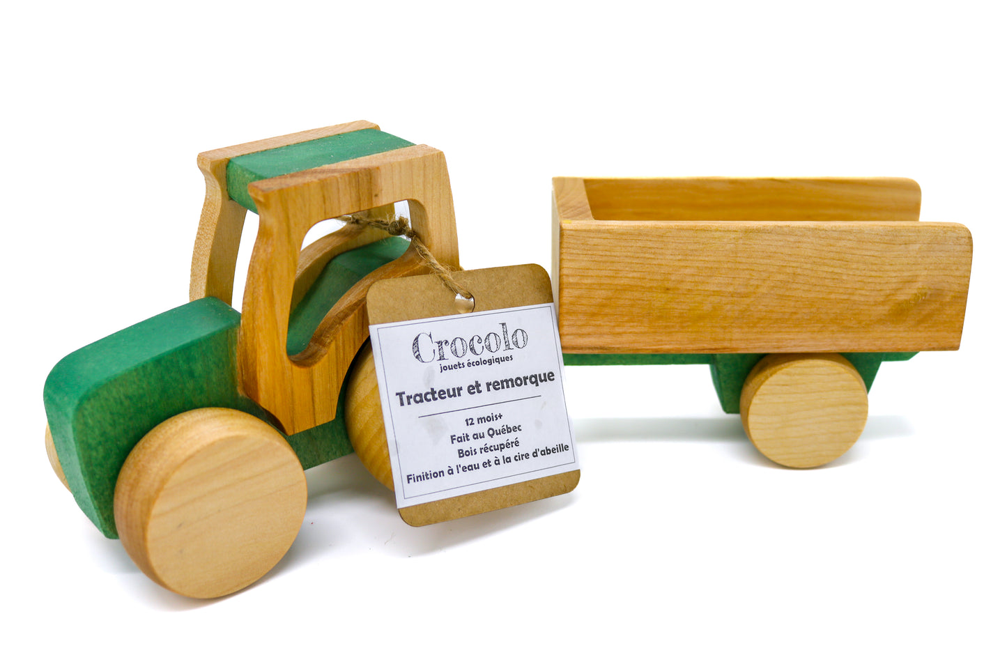 Tracteur et remorque en bois - Crocolo