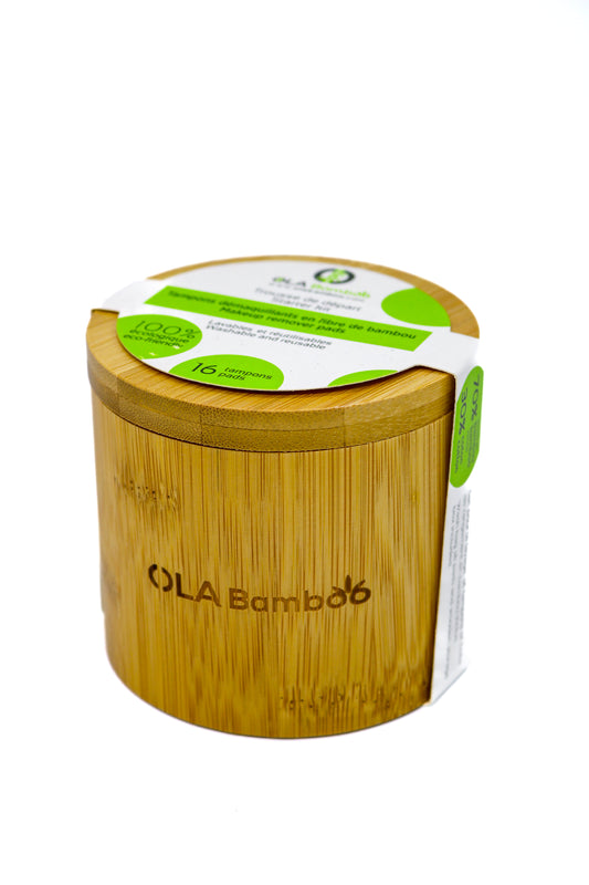 Coffret de tampons démaquillants réutilisables en fibre de bambou (boîte de 16) - Ola Bamboo