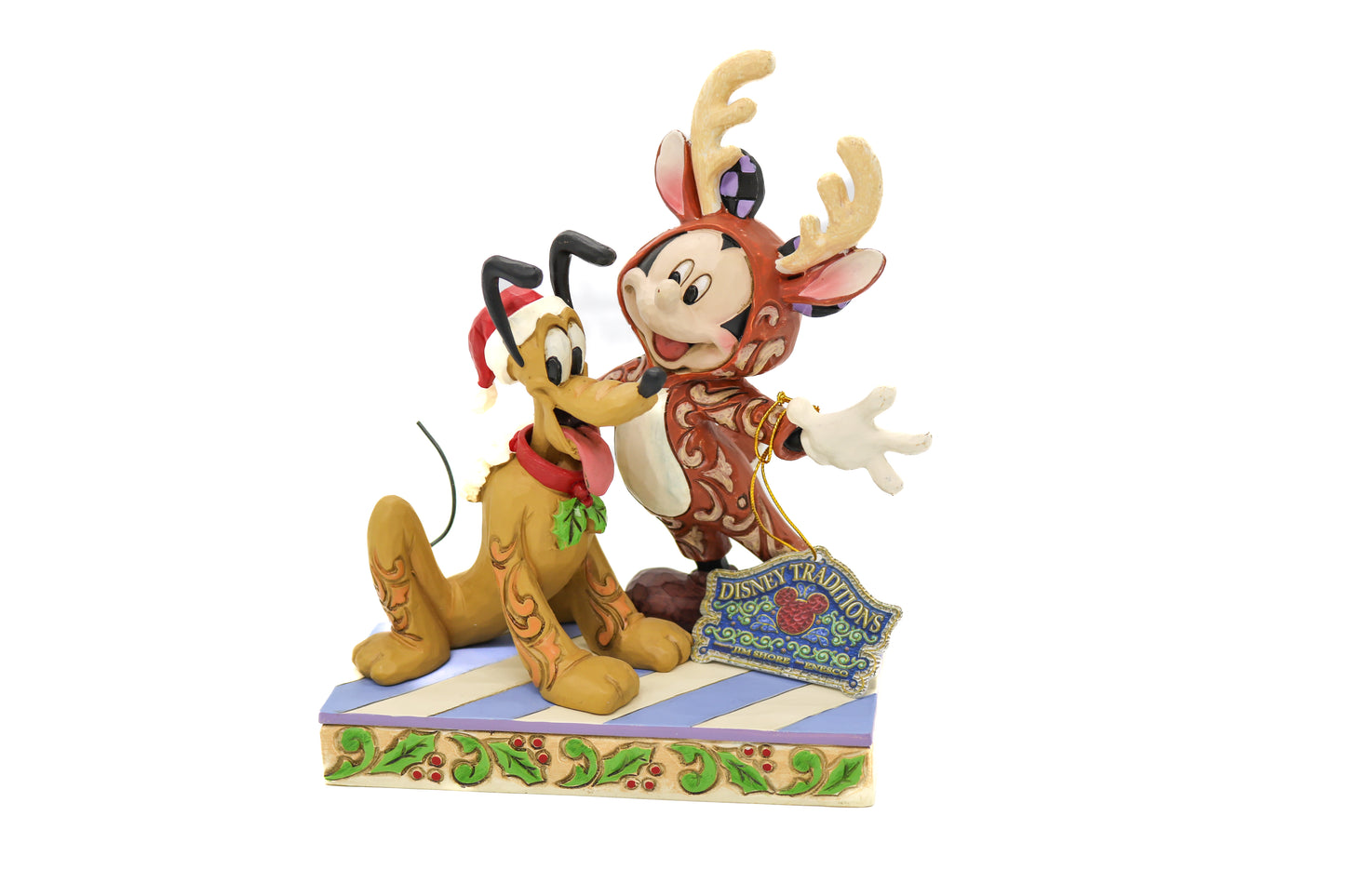 Figurine Disney Mickey le renne et Pluto le Père Noël - Jim Shore