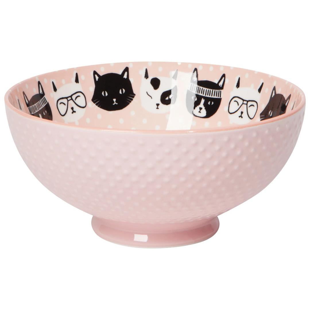 Bol en vitre rose de chats - Danica