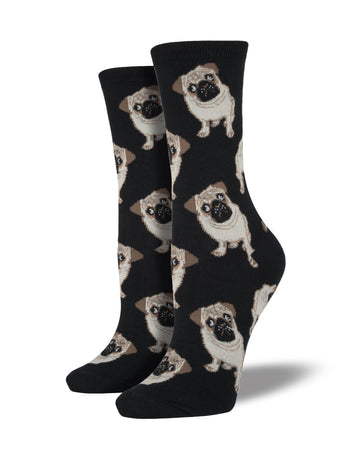 Bas Pug noir pour femmes - SockSmith